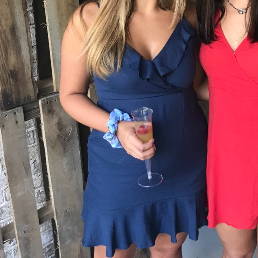 EVERLY boutique blue ruffle dress Medium